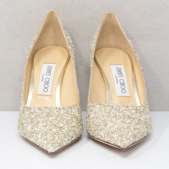 Jimmy Choo Love 85, Size 38 EU (8 US) Moon Sand Glitter Heels - Picture 6 of 8
